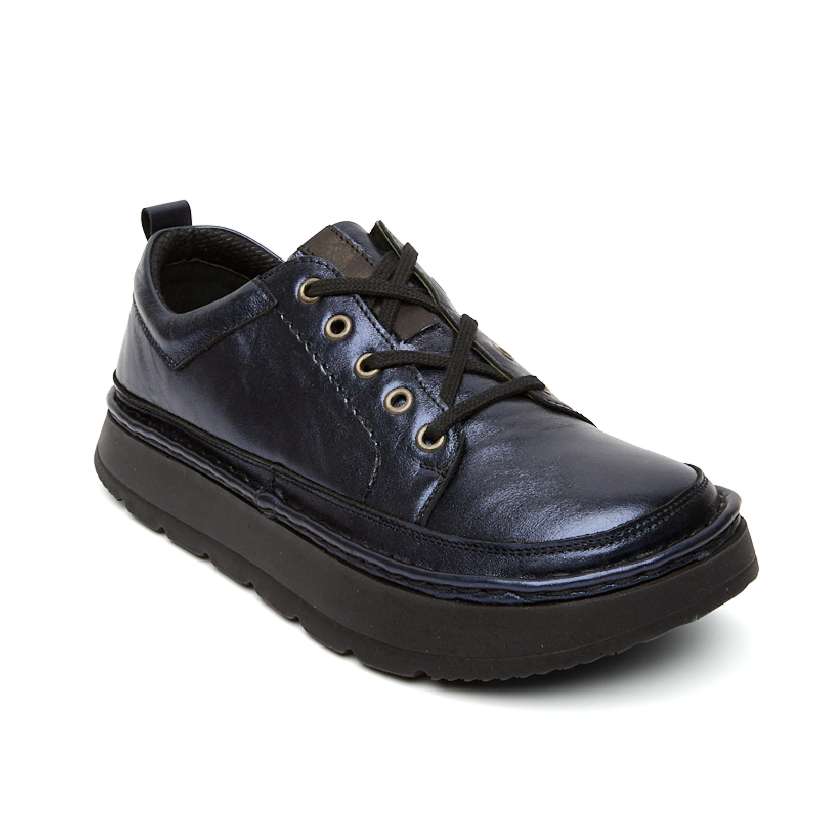 003-2583-0004-10w Полуботинки жен.кожа-текстиль синий-металлик